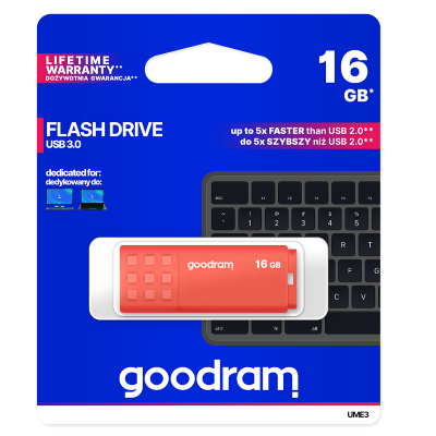 GoodRAM Pendrive 64GB UME3 orange USB 3.0 - retail blister - UME3-0640O0R11
